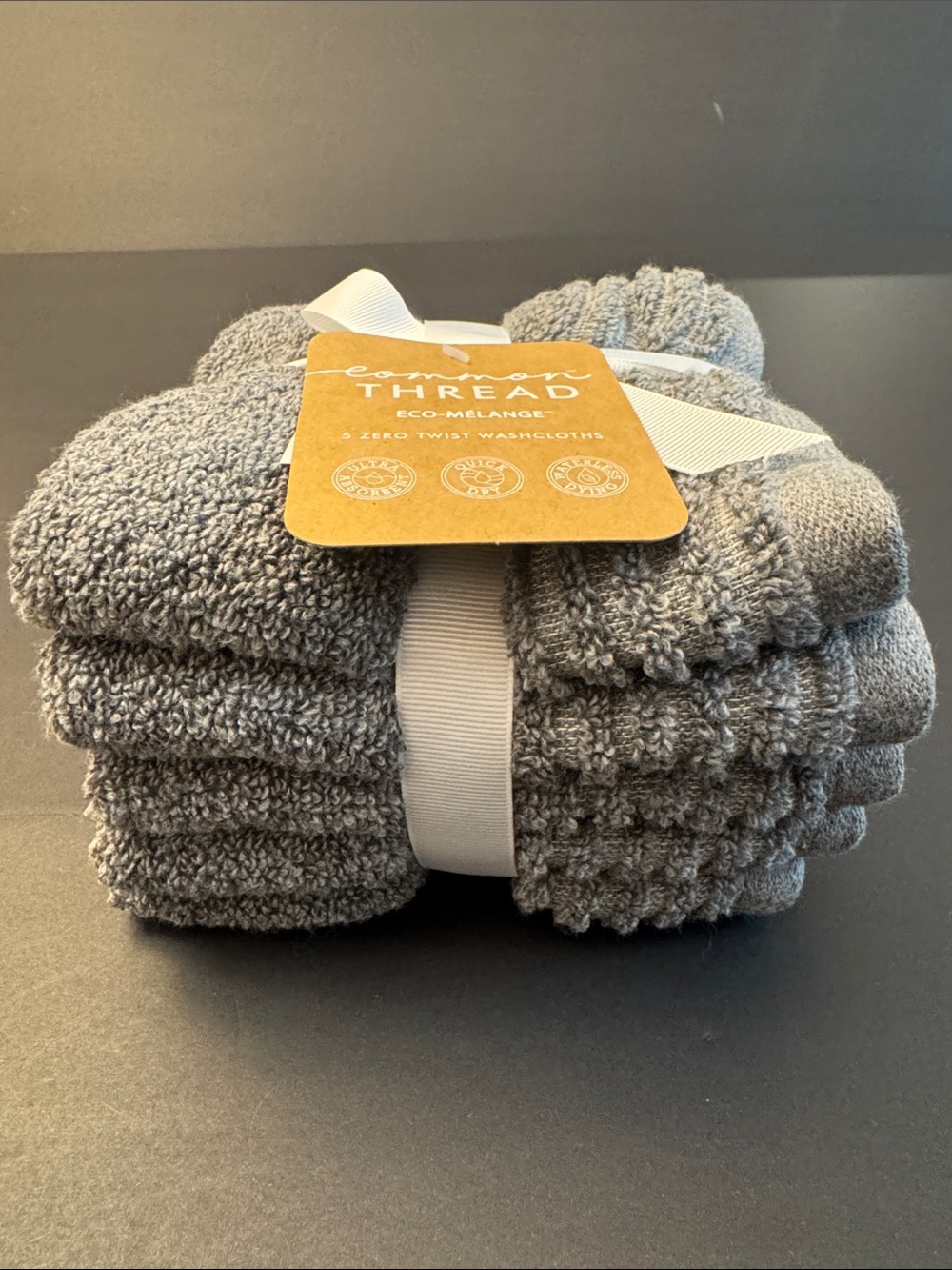9pc COMMON THREAD Eco-Melange Quick Dry Zero Twist Bath Towel Set - Gray - Picture 7 of 10